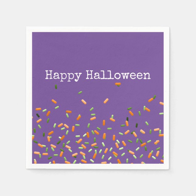 Candy Sprinkles Happy Halloween Orange Green  Napkin (Front)