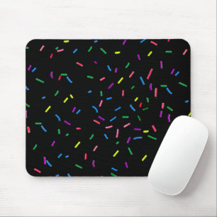 Candy Sprinkles On Black Mouse Mat