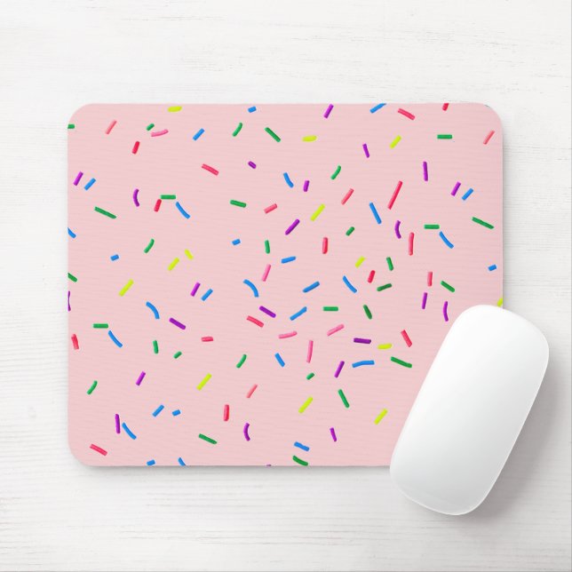 Candy Sprinkles On Pink Mouse Mat (With Mouse)
