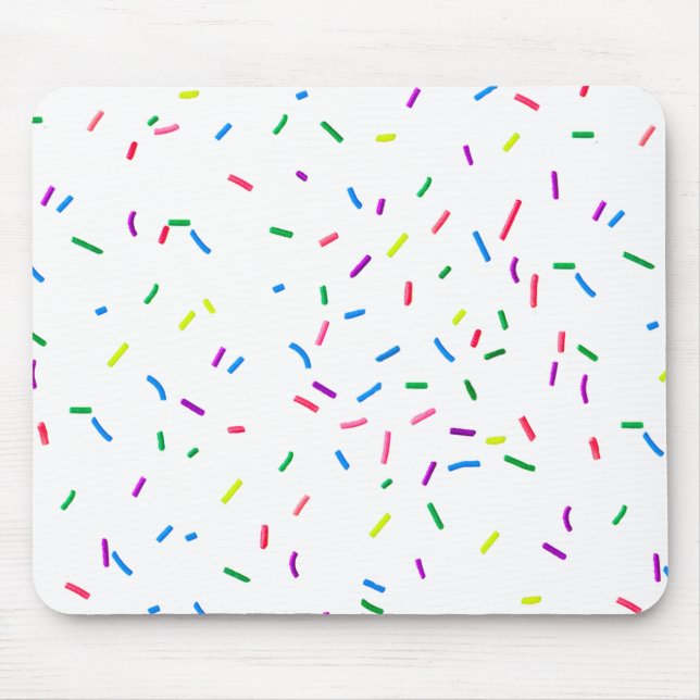 Candy Sprinkles On White Mouse Mat (Front)