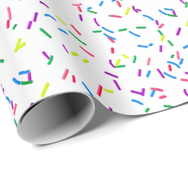 Candy Sprinkles On White Wrapping Paper (Roll Corner)