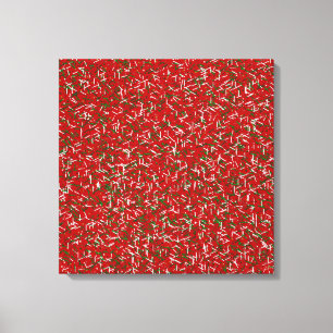 Candy Sprinkles with Polka Dots Canvas Print, Red Print