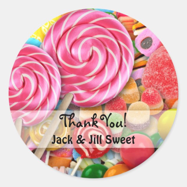 Candy Sticker Sweet Sixteen Birthday Thank You (Front)