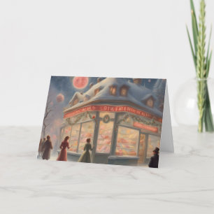 Candy store on a Winter evening Christmas Card