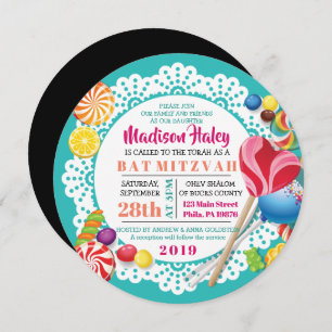 CANDY STORE ROUND Bat Mitzvah Invitation