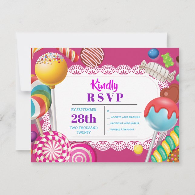 CANDY STORE RSVP Bat Mitzvah Invitation (Front)