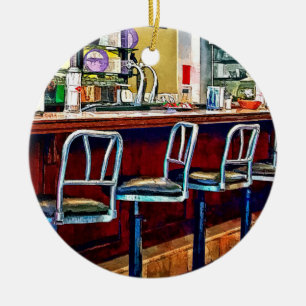 Candy Store With Soda Fountain Ceramic Tree Decoration