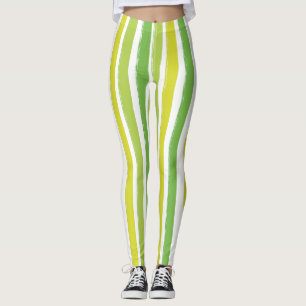 Candy Stripe Art Green and White Vertical Striped Leggings