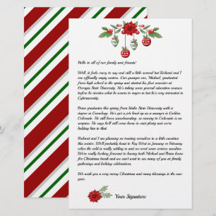 Candy Stripe Christmas Family Newsletter Add Text Stationery