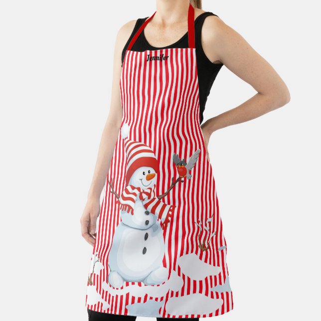 Candy Stripe Christmas Holiday Custom Gift Apron (Insitu)