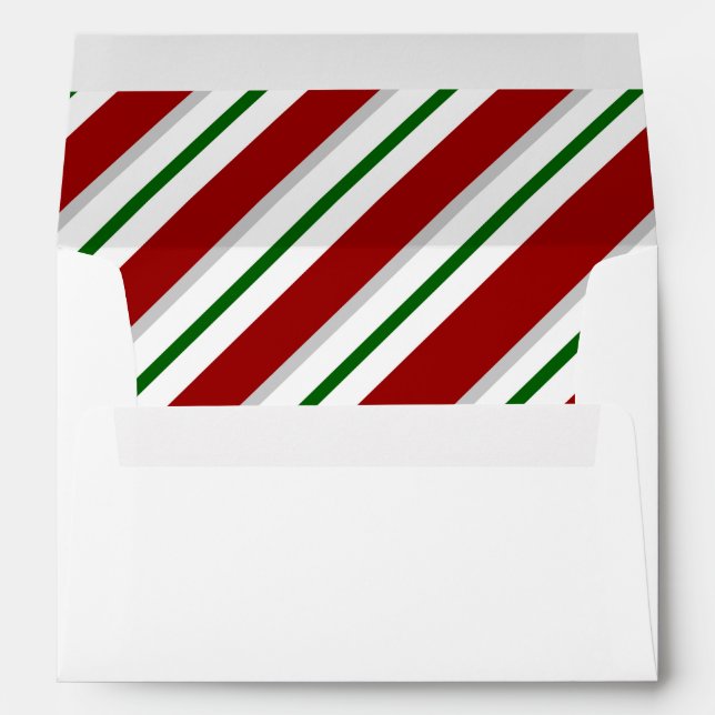Candy Stripe Christmas Red Green Card Invitation Envelope (Back (Bottom))