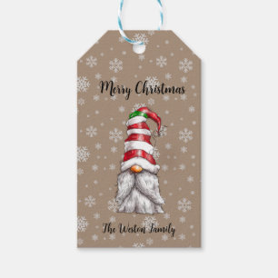 Candy Stripe Gnome  Gift Tags