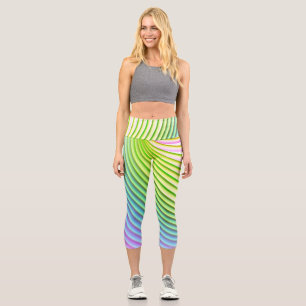 Candy Stripe Pastel Rainbow Bright Happy Colour  Capri Leggings