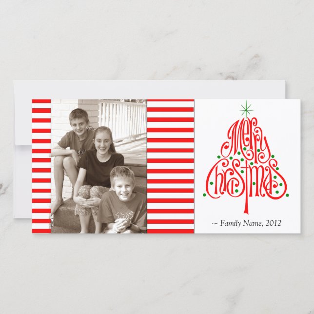 Candy Stripe Photo Christmas Card (Front)