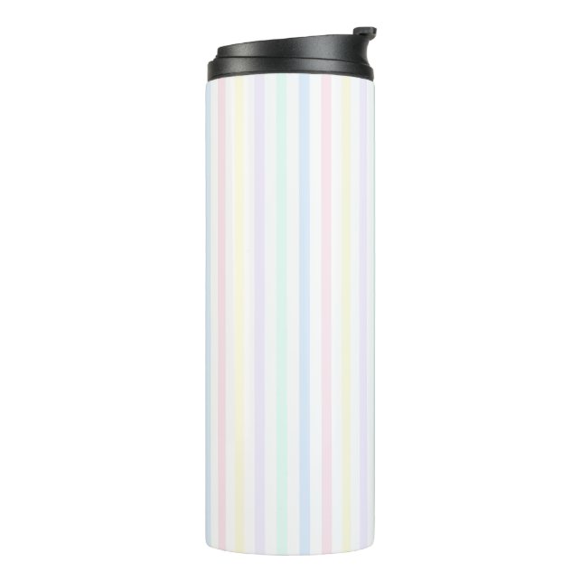 Candy Stripe Pink And Blue Retro Pattern Thermal Tumbler (Rotated Left)