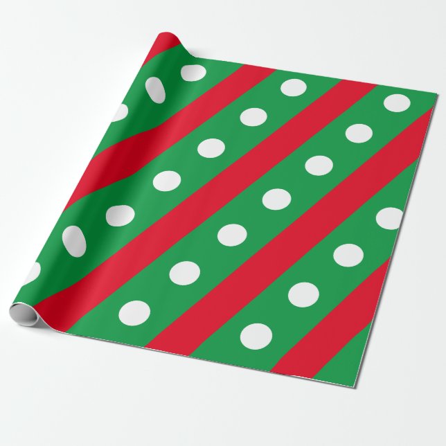 Candy Stripe & Polka Dot Wrapping Paper (Green) (Unrolled)