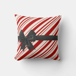 Candy Striped Christmas Pillow with Bow