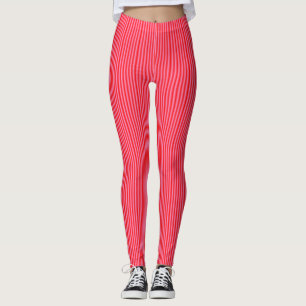Candy Striped in Pink Red >Womens Leggings
