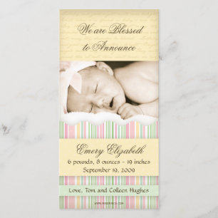 Candy Striped Photo Card: Girl Announcement