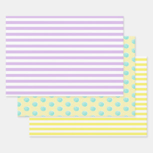 Candy Stripes and Lollipops Pastel Wrapping Paper Sheet