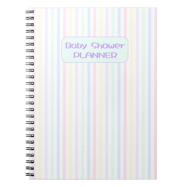 Candy Stripes Baby Shower Planner Spiral Notebook (Front)