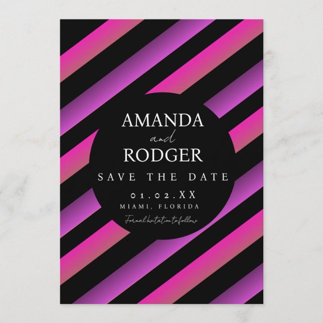 Candy Stripes Bold Save the Date Invitation (Front)