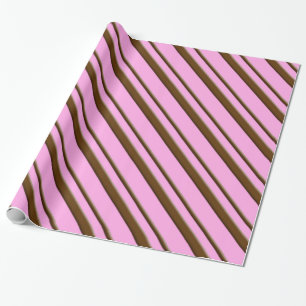 Candy stripes - chocolate on pink wrapping paper
