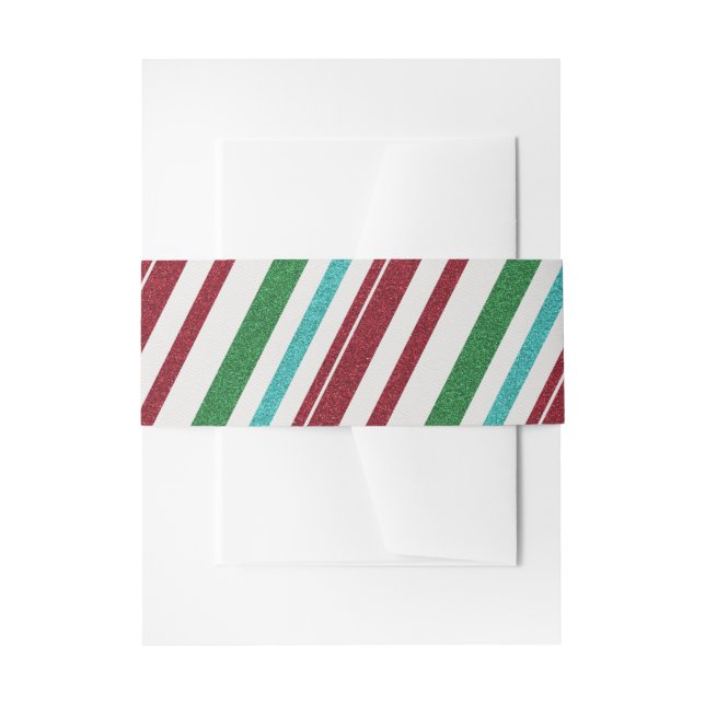 Candy Stripes Glitter Invitation Belly Band (Front Example)