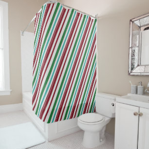 Candy Stripes Glitter Shower Curtain