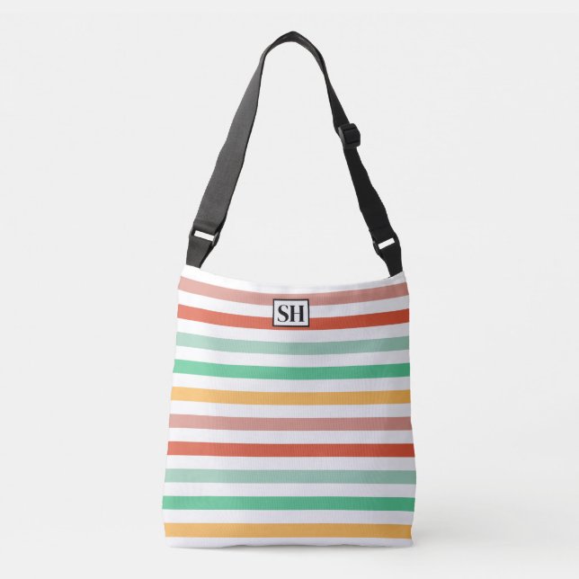 Candy Stripes Monogram Tote Bag (Front)