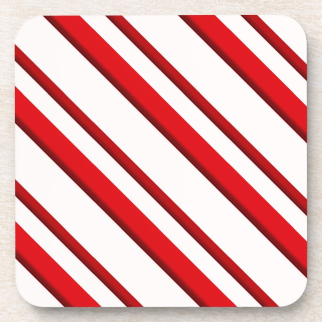 Candy Stripes, peppermint red & white Coaster (Front)