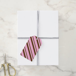 Candy Stripes, pink and chocolate brown Gift Tags