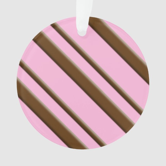 Candy Stripes, pink and chocolate brown Ornament (Front)