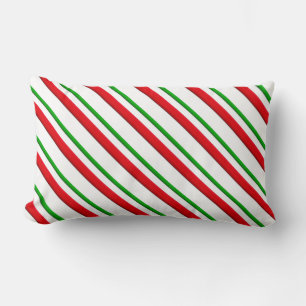 Candy Stripes, red, green & white Lumbar Cushion