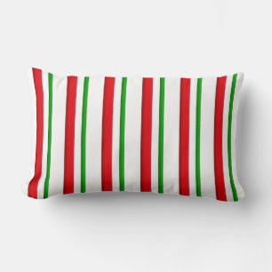 Candy Stripes, red, green & white Lumbar Cushion