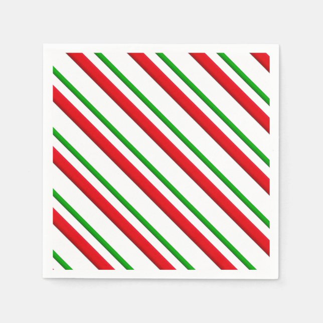 Candy Stripes, red, green & white Napkin (Front)