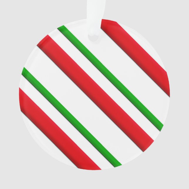 Candy Stripes, red, green & white Ornament (Front)