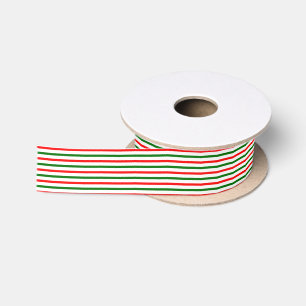 Candy Stripes Red Green White Satin Ribbon