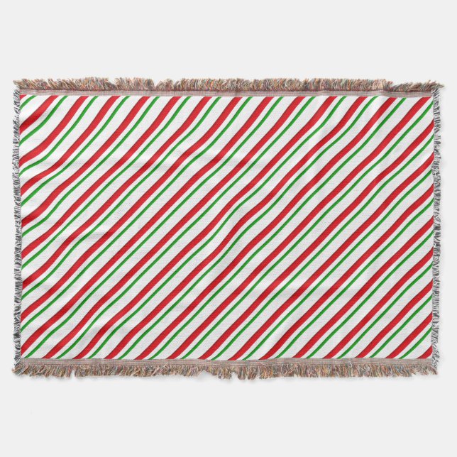 Candy Stripes, red, green & white Throw Blanket (Front)