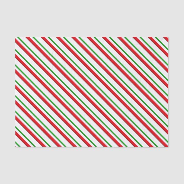Candy Stripes, red, green & white Tissue Paper (Front)
