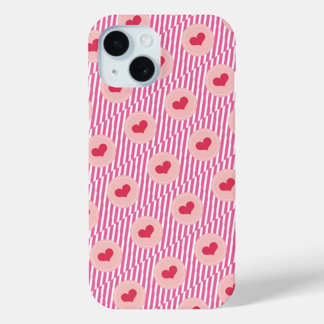 Candy Stripes Red Love Hearts Valentine's Day Case-Mate iPhone Case (Back)