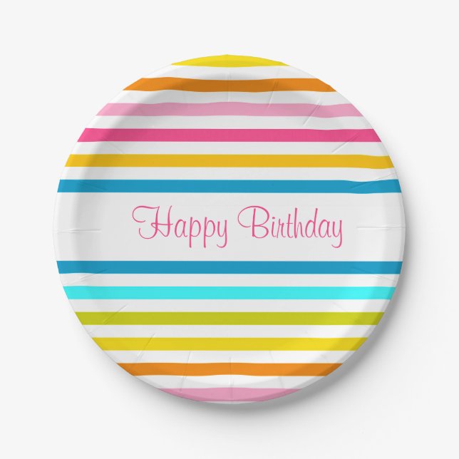 candy stripes summer spring style chic paper plate (Front)