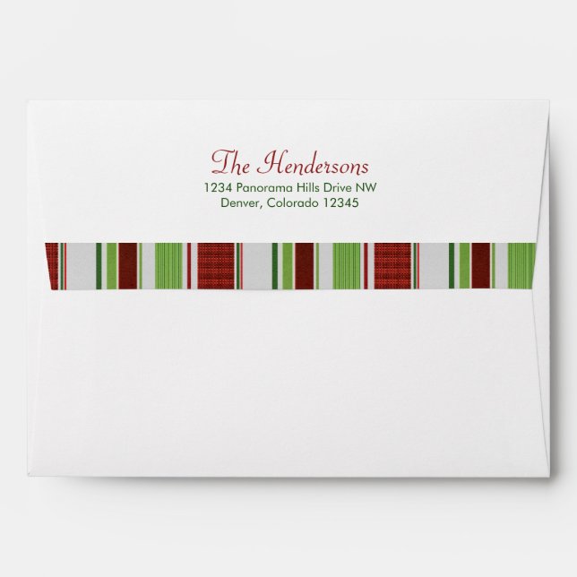 Candy Stripes Xmas or Holiday A-7 envelopes (Back (Top Flap))