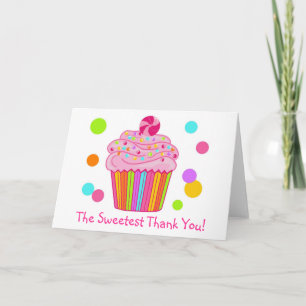 Candy Surprise Cupcake Thank You Card