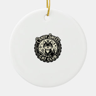 Candy Sweet Cat Funny Cat Graphic - Candy Sweet Ca Ceramic Tree Decoration