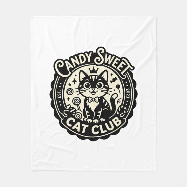 Candy Sweet Cat Funny Cat Graphic - Candy Sweet Ca Fleece Blanket (Front)