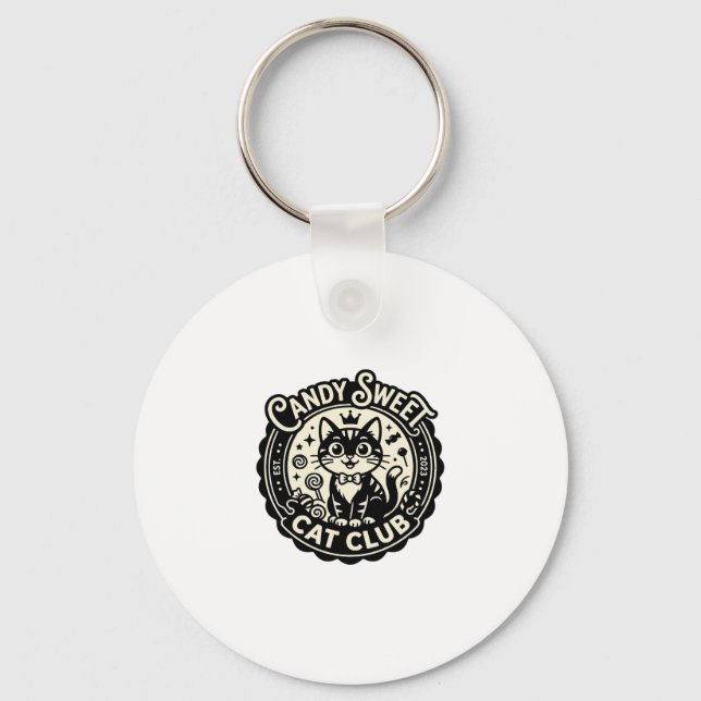 Candy Sweet Cat Funny Cat Graphic - Candy Sweet Ca Key Ring (Front)