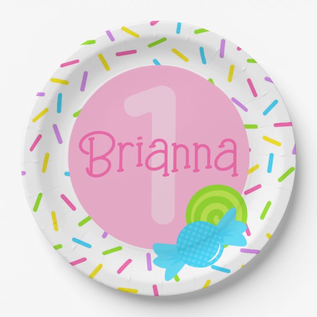 Candy Sweet Celebration Personalised Birthday Paper Plate (Front)