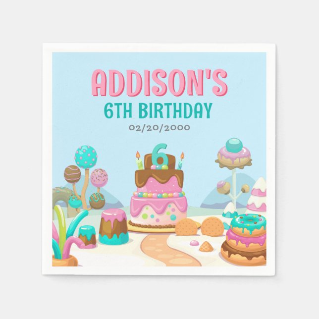 Candy Sweet Girl's Candyland Birthday Napkin (Front)