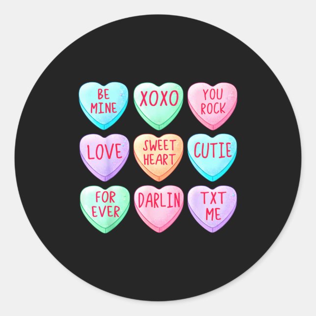 Candy Sweet Hearts Love Valentines Day Shirt Women Classic Round Sticker (Front)